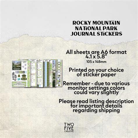 Rocky Mountain National Park Sticker Sheet · Hiking, Travel Journal ...