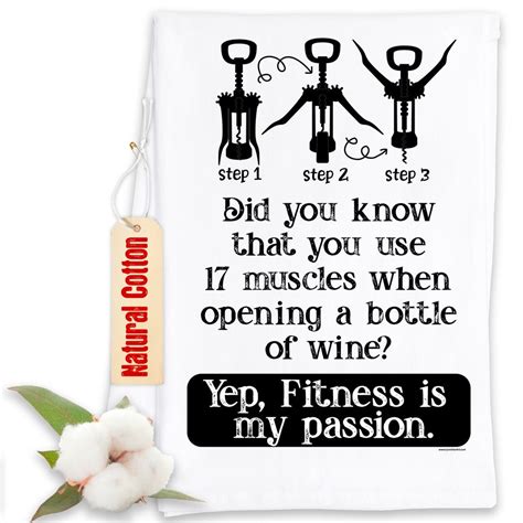 Wine Themed Kitchen Tea Towels Funny Kitchen Towels Fitness Is My