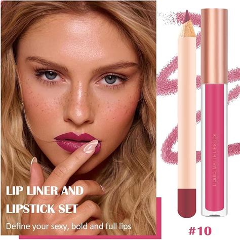 Matte Nude Lip Liner And Lipstick Makeup Set Matte Liquid Lipstick Nude Lip Stain High Pigment