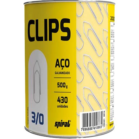 Clips Nr 3 0 Galvanizado Lata C 500g Spiral PT 1 UN Suprimentos