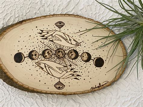 Phases Of The Moon Wood Slice Wood Round Etsy