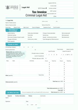 Fillable Online Justice Govt Form 4 Tax Invoice Criminal Legal Aid