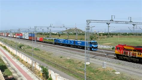 High Speed Indian Locomotive With Double Stack Container Trains Youtube