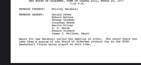 The March 28 1977 Chapel Hill Town Council Meeting Was Unique