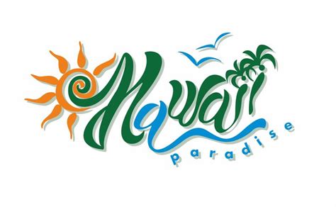 Hawaii. Paradise. Lettering. An inspiring inscription for the travel and tourism industry ...