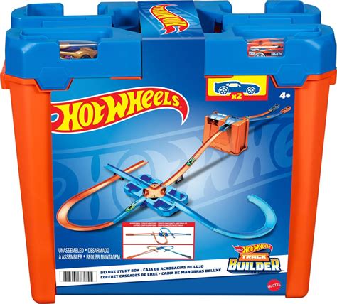 Hot Wheels Track Builder Zestaw kaskaderski Deluxe Pudełko i 2 pojazdy