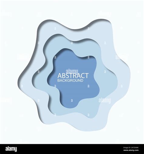 3d Abstract Blue Wave Background With Paper Cut Shapes Layout For