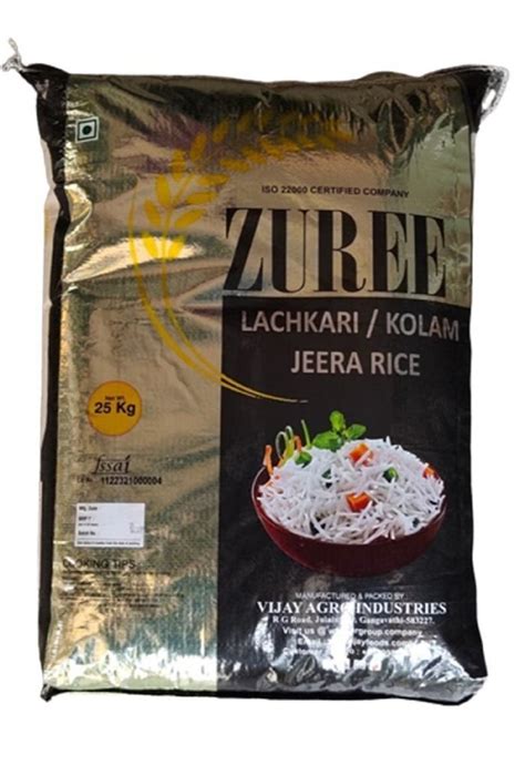 Zuree Lachkari Wada Kolam Jeera Rice Packaging Type Bag Packaging