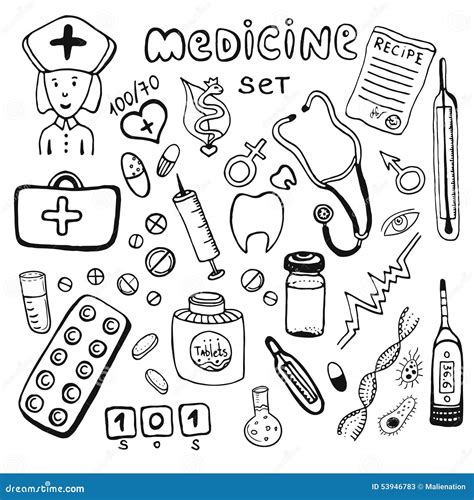 Hand Drawn Healthcare And Medicine Doodle Icon Set Stock Vector