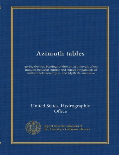 Azimuth Tables Giving The True Bearings Of The Sun At Intervals Of Ten