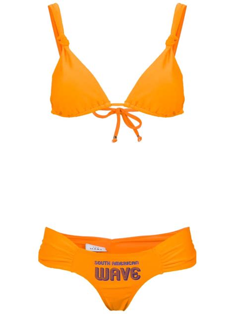 Amir Slama South American Wave Bikini Set Orange FARFETCH