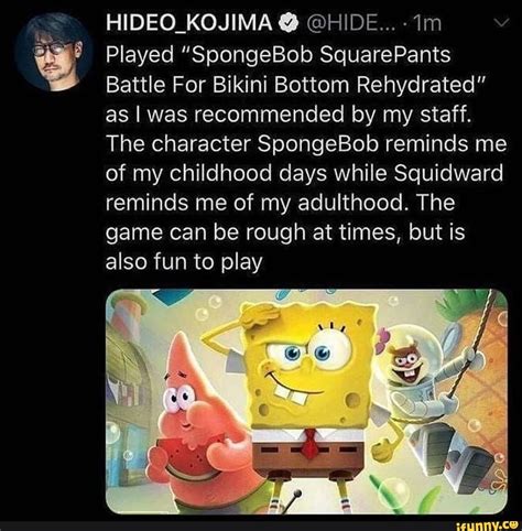 HIDEO KOJIMA HIDE Played SpongeBob SquarePants Battle For Bikini Bottom Rehydrated As I