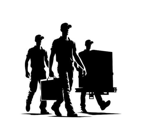 Premium Vector Delivery Man Silhouettes Vector Illustration