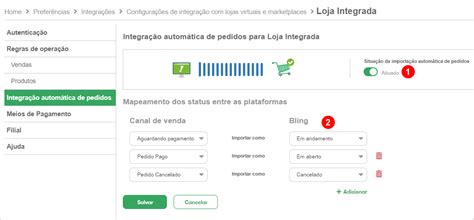 Configuração da Loja Integrada Bling