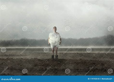 Freak Man Stands In The Middle Of The Field Stock Photo Image Of