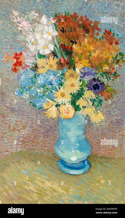 Vincent Van Gogh Flowers In A Blue Vase Still Life Painting In Oil On
