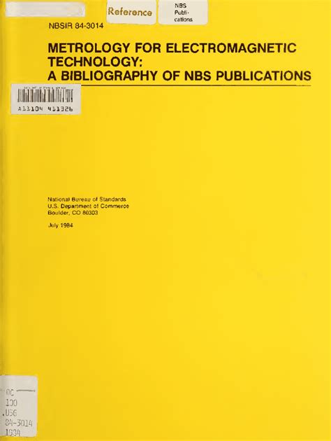 Fillable Online Nvlpubs Nist Metrology For Electromagnetic Technology