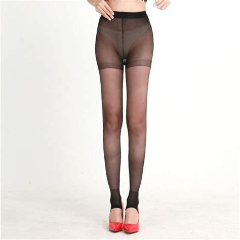 Noir Bas De Collants Sexy En Nylon Et Spandex Pour Femmes Bout Ouvert