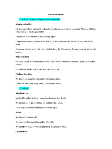 Punctuation Rules Pdf