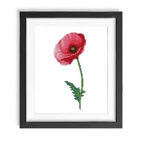 Poppy Flower Cross Stitch PDF Watercolor Home Decor Floral Etsy