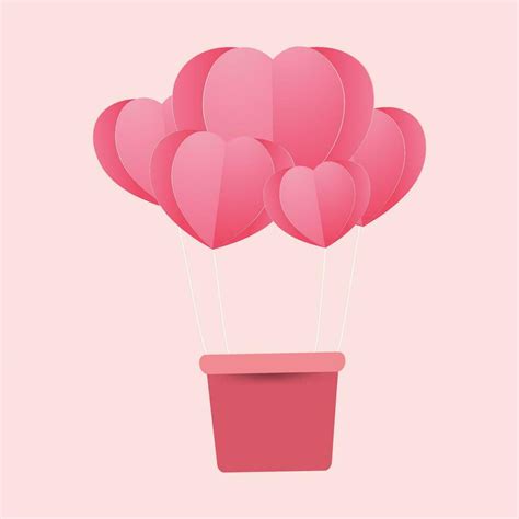 Vector Hot Air Balloons Valentines Day In Paper Style Vector Art At Vecteezy