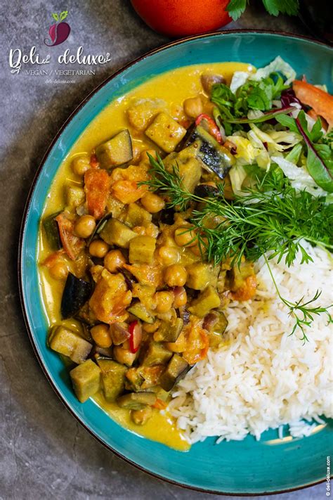 Veganes Auberginen Curry Brinjal Curry