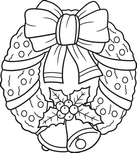 Christmas Wreath With Bells Isolated Coloring 8944179 Vector Art at