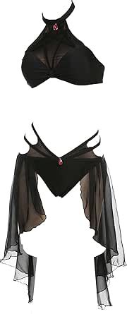 Amazon Meowcos Women S Swimsuit Bikini Sets Bathing Suit Hexagram Black Gothic Halter Neck