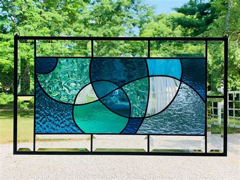 Honeydewglass Blue And Turquoise Swirl Stained Glass Window Etsy