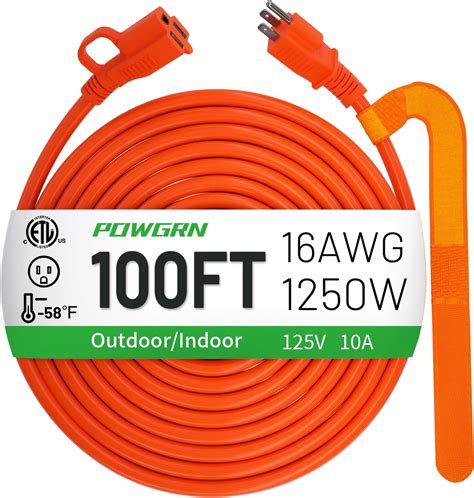 Amazon Powgrn Ft Indoor Outdoor Extension Cord Waterproof