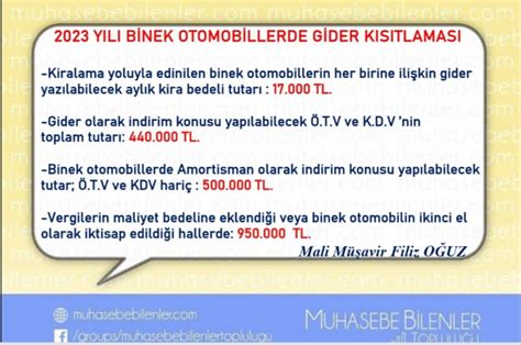 binek araç kiralama gider kısıtlaması 2023 bilgi90