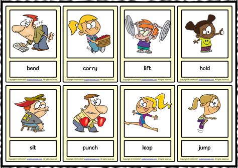 Solution Body Movement Verbs Vocabulary Esl Printable Learning Cards