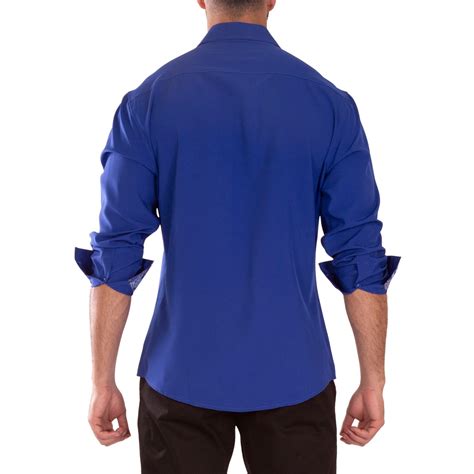 performance fit long sleeve dress shirt royal blue  bespoke