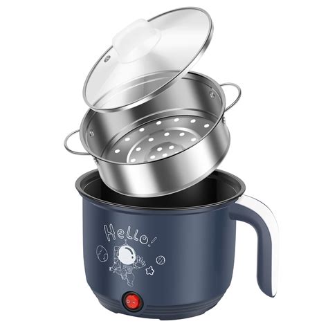 Hot Pot Electric With Steamer 1 8L Portable Mini Travel Cooker Multifunctional Non Stick