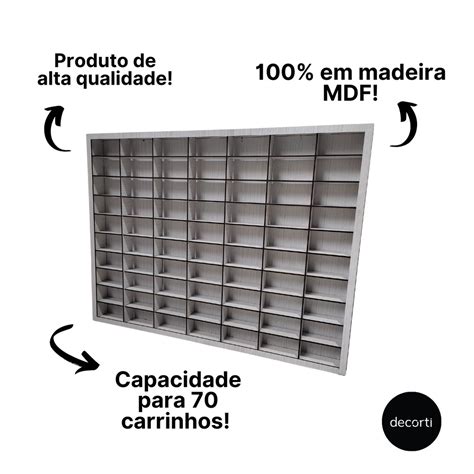 Estante Expositor Porta Carrinhos Divis Rias Branco Cole O Hot Wheels Brinquedo Mdf