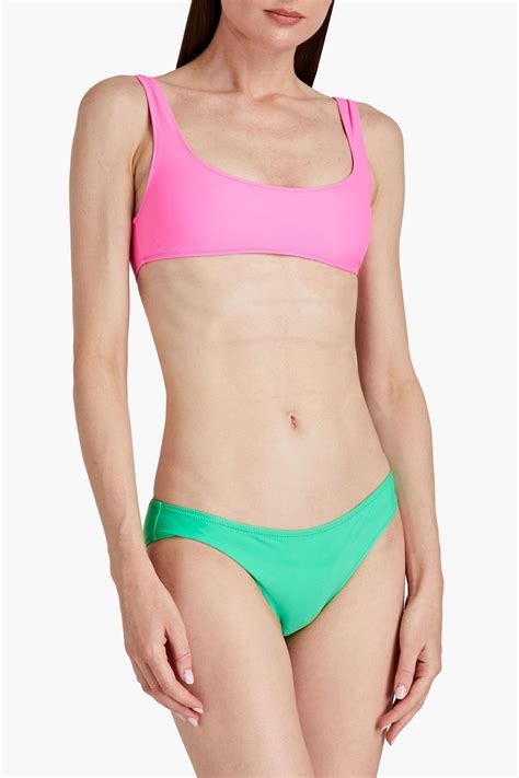 Solid Striped Bikini Top The Outnet