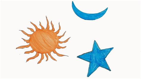 How To Draw Sun Moon Star Easy Learning Drawing For Kids Step By Step