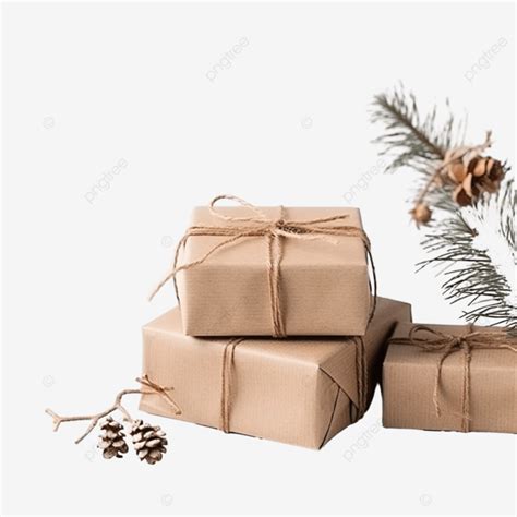 Cajas De Regalo Navide As Envueltas En Papel Artesanal Ecol Gico Sin