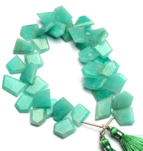 Perles en forme de tranche à facettes en Amazonite naturelle brin de 8