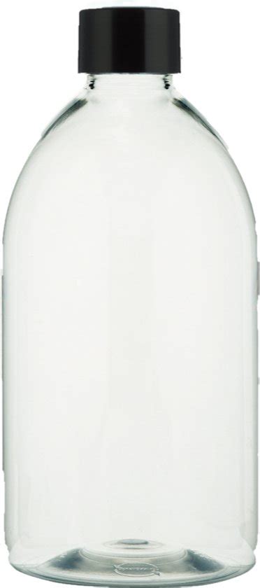 Lege Plastic Fles 500 Ml PET Transparant Met Zwarte Dop Set Van 10