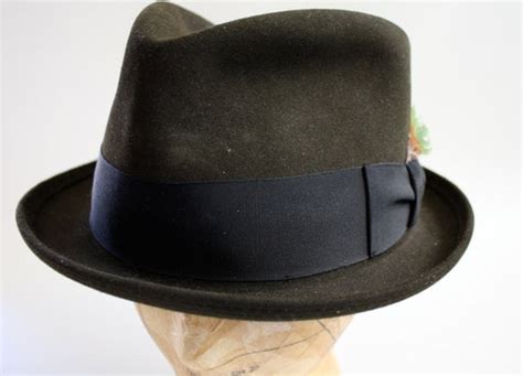 Vintage Forest Green Mens Fedora Hat