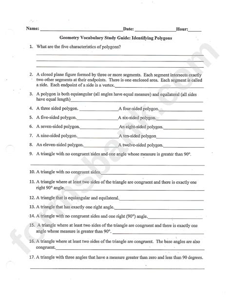 Identifying Polygons Worksheet Printable Pdf Download