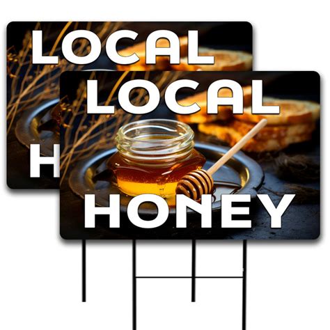 Local Honey 2 Pack Double Sided Yard Signs 16 X 24 With Metal Stakes