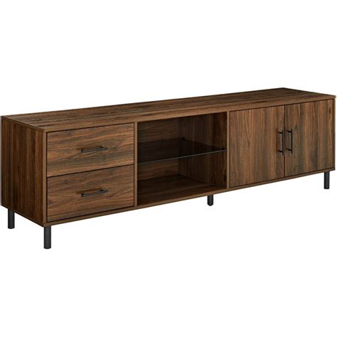 Draper 70 Modern Low Profile Tv Console With Adjustable Shelves In