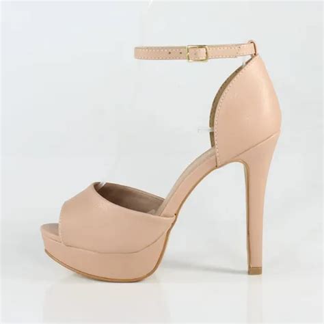 Sandália Week Shoes Salto Alto Meia Pata New Pele Nude Parcelamento sem juros