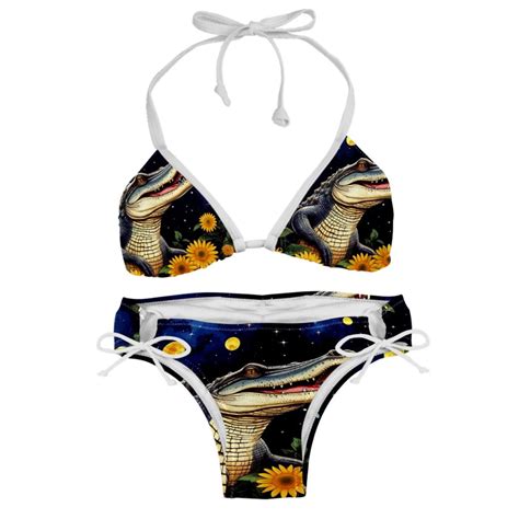 Crocodile Starry Sky Sunflower Detachable Sponge Bikini Set