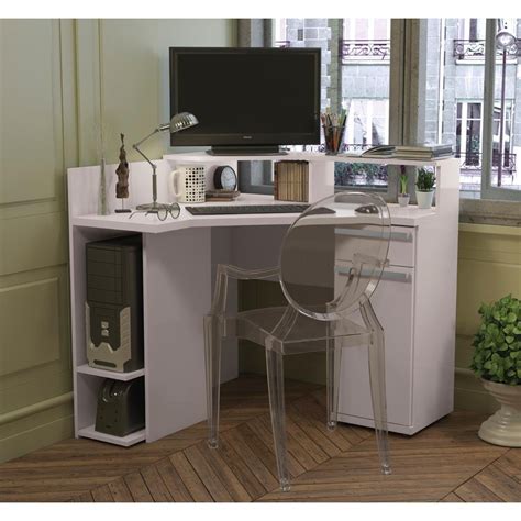 Mesa De Canto De Computador - Mesa para Computador de Canto 1 Gaveta 1 Porta S975 Kappesberg - Branco ...