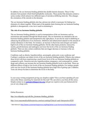 An Overview Of The Sex Hormone Binding Globulin PDF