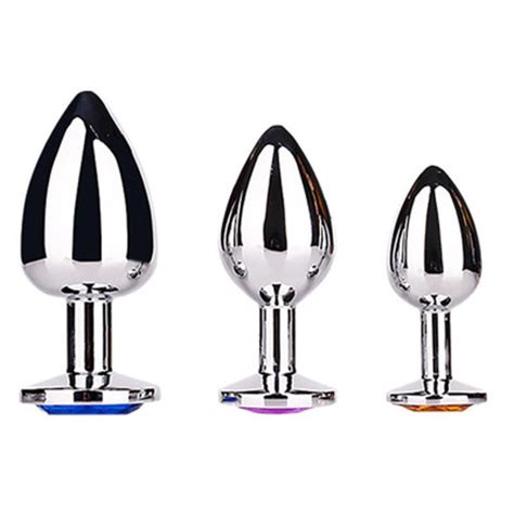 1pc 3 Size Anal Plug Round Stainless Steel Crystal Buttplug Removable
