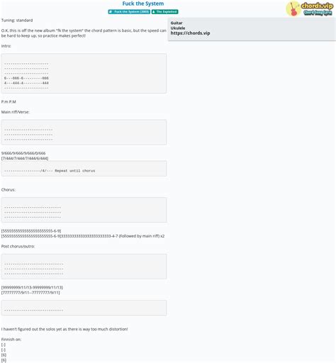 H P M Fuck The System The Exploited C M M Tab Guitar Ukulele L I B I H T Chords Vip